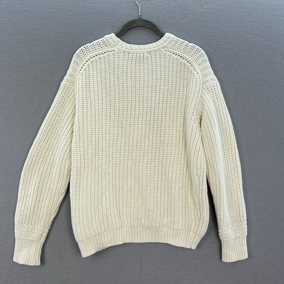 Marine Layer - women’s Oversized Crewneck ribbed Sweater Ivory Cotton Blend S - Picture 7 of 8